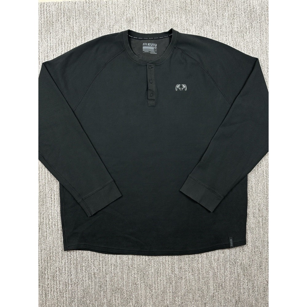 KUIU Long Sleeve Cotton Blend Thermal Henley Hunting Shirt Black Mens 3XL Hiking